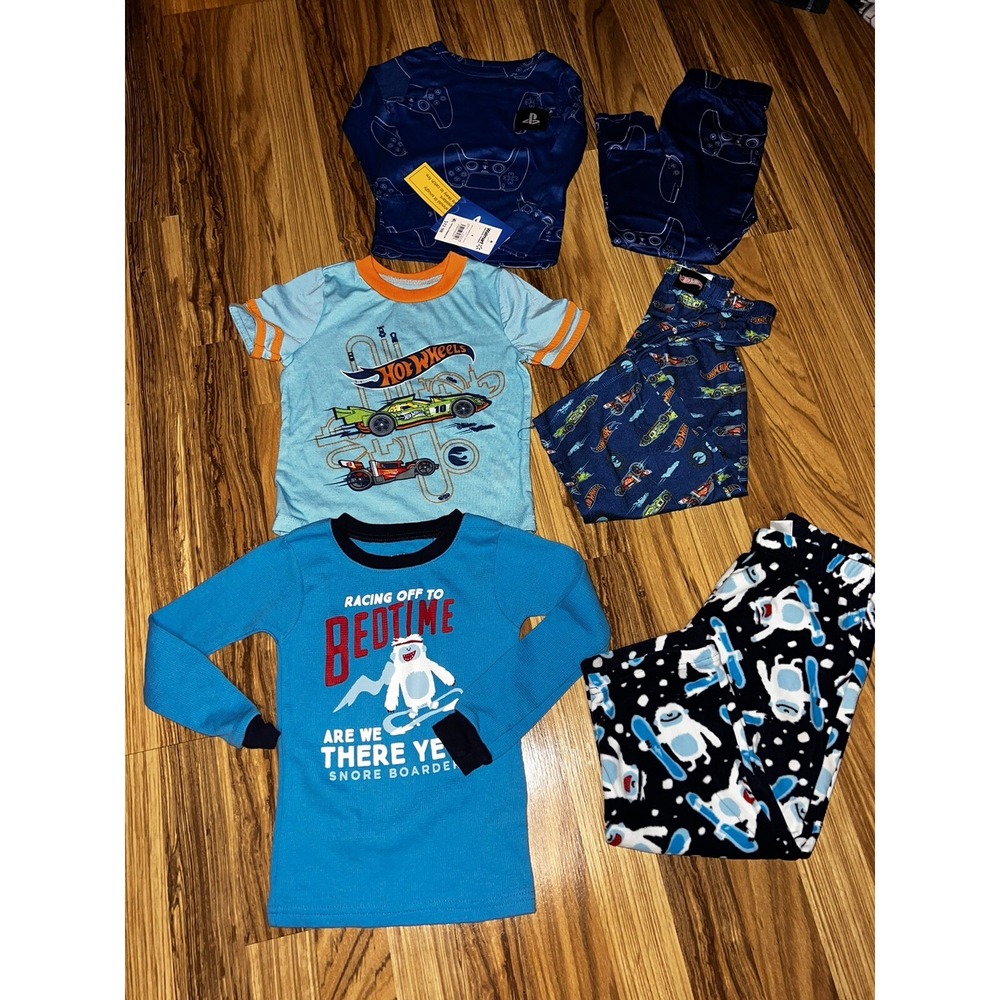 Hot‎ Wheels Sony Playstation Carter's Yeti Boy's Pajama's PJ Sz 4 4T Lot Of 3